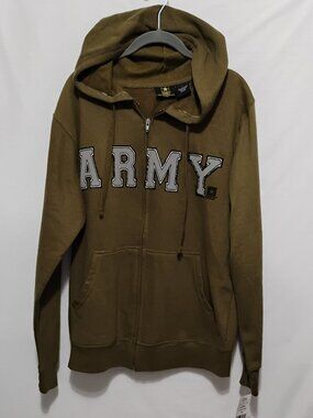 NWT US Army Full Zip Hoodie Jacket Mens Small Green